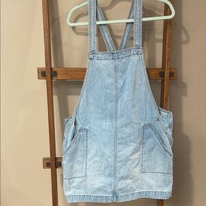 Casual Light Blue Denim Overall Dress
